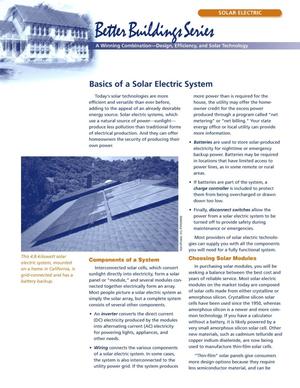 Basics of a Solar Electric System: Better Buildings Series Solar Electric Fact Sheet