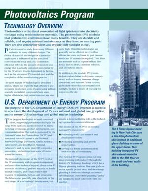 Photovoltaics Program Technology Overview (Fact Sheet)