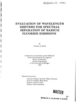 Evaluation of wavelength shifters for spectral separation of barium fluoride emissions