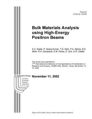 Bulk Materials Analysis Using High-Energy Positron Beams