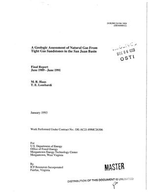 A geologic assessment of natural gas from tight gas sandstones in the San Juan Basin. Final report, June 1989--June 1991