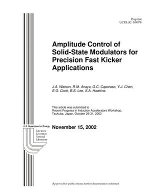 Amplitude Control of Solid-State Modulators for Precision Fast Kicker Applications