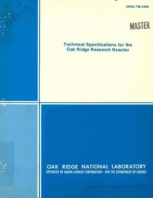 Technical specifications for the Oak Ridge Research Reactor