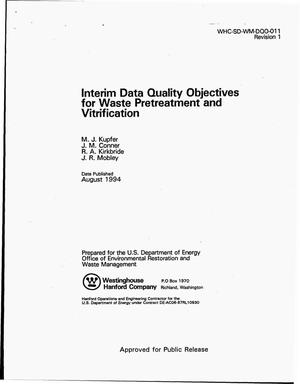 Interim data quality objectives for waste pretreatment and vitrification. Revision 1