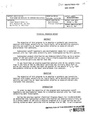 Micelle-derived catalysts for extended Schulz-Flory. Technical progress report, October 1, 1986--December 31, 1986