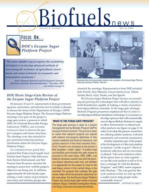 Primary view of object titled 'Biofuels News - Spring 2002, Vol. 5, No. 1'.