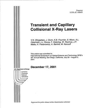 Transient and Capillary Collisional X-Ray Laser