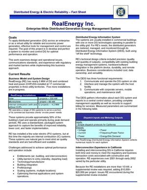RealEnergy, Inc.: Enterprise-Wide Distributed Generation Energy Management System