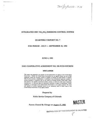 Integrated Dry NO{sub x}/SO{sub 2} Emissions Control System. Quarterly report No. 7, July 1--September 30, 1992