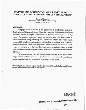 Analysis and optimization of an adsorption air conditioner for electric vehicle applications