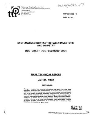 Systematized contact between inventors and industry. Final technical report