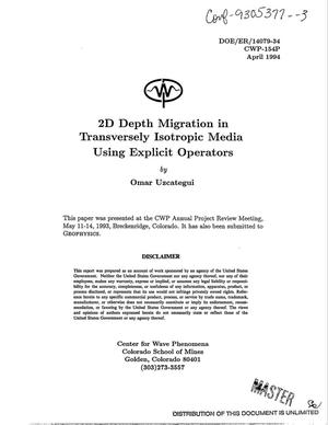 2D Depth migration in transversely isotropic media using explicit operators