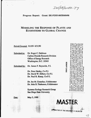 Primary view of object titled 'Modeling the response of plants and ecosystems to global change. Progress report, September 1, 1989--August 31, 1990'.