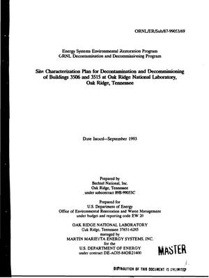 Site Characterization Plan for decontamination and decommissioning of Buildings 3506 and 3515 at Oak Ridge National Laboratory, Oak Ridge, Tennessee