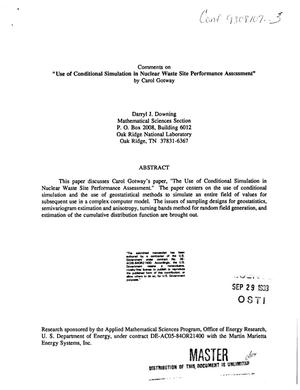 Comments on ``Use of conditional simulation in nuclear waste site performance assessment`` by Carol Gotway