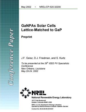 GaNPAs Solar Cells Lattice-Matched To GaP: Preprint