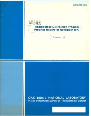 Radioisotope distribution program progress report for November 1977
