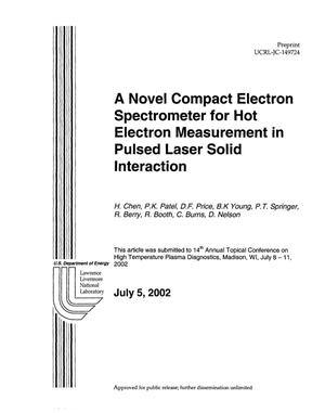A Novel Compact Electron Spectrometer for Hot Electron Measurement in Pulsed Laser Solid Interaction