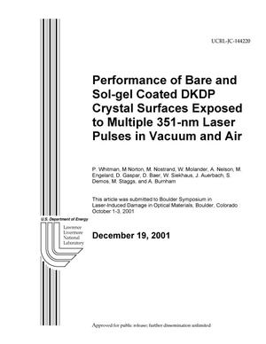 Performance of Bare and Sol-Gel Coated DKDP Crystal Surfaces Exposed to Multiple 351-nm Laser Pulses in Vacuum and Air