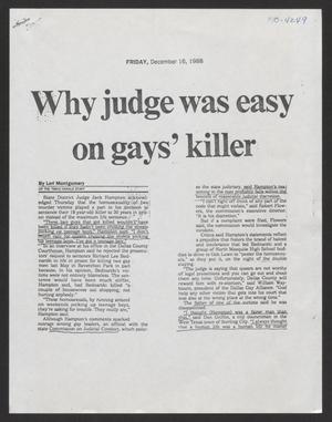 [Clipping: Why judge was easy on gays' killer]