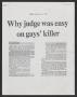 Primary view of [Clipping: Why judge was easy on gays' killer]