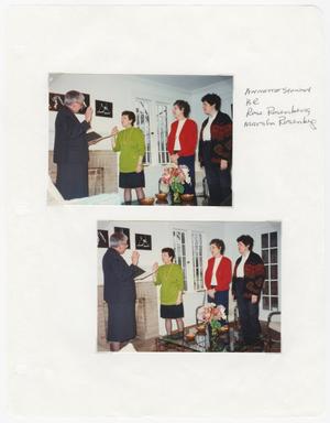 Primary view of object titled '[Barbara Rosenberg being sworn in]'.