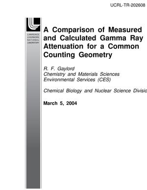 A Comparison of Measured and Calculated Gamma Ray Attenuation for a Common Counting Geometry