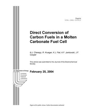 Direct Conversion of Carbon Fuels in a Molten Carbonate Fuel Cell