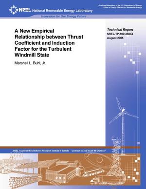 New Empirical Relationship between Thrust Coefficient and Induction Factor for the Turbulent Windmill State