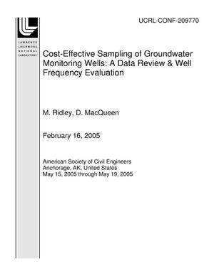 Cost-Effective Sampling of Groundwater Monitoring Wells: A Data Review & Well Frequency Evaluation