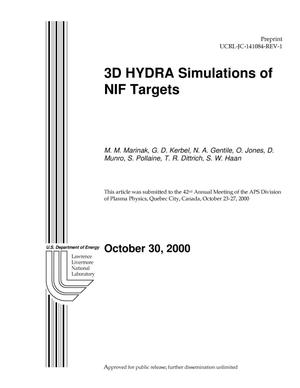 3D HYDRA simulations of NIF targets