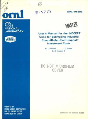User's manual for the INDCEPT code for estimating industrial steam boiler plant capital investment costs