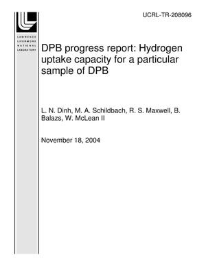 DPB progress report: Hydrogen uptake capacity for a particular sample of DPB