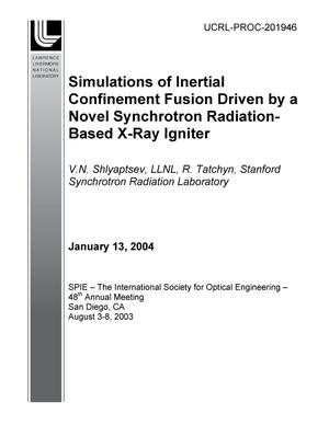 Simulations of Inertial Confinement Fusion Driven by a Novel Synchrotron Radiation-Based X-Ray Igniter
