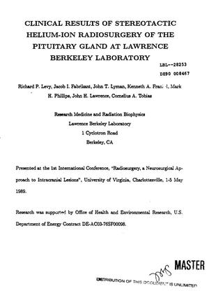 Clinical results of stereotactic helium-ion radiosurgery of the pituitary gland at Lawrence Berkeley Laboratory