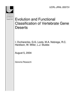 Evolution and Functional Classification of Vertebrate Gene Deserts