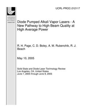 Diode Pumped Alkali Vapor Lasers - A New Pathway to High Beam Quality at High Average Power