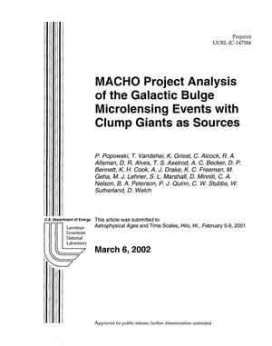 MACHO Project Analysis of the Galactic Bulge Microlensing Events with Clump Giants as Sources