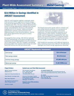 $3.6 Million in Savings Identified in AMCAST Assessment (Revised)