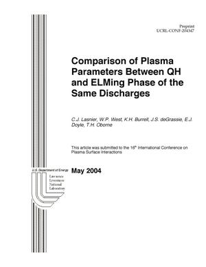 Comparison of Plasma Parameters Between QH and ELMing Phases of the Same Discharges