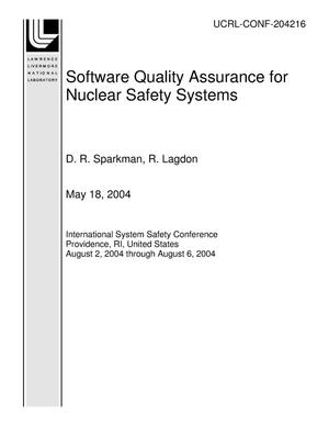 Software Quality Assurance for Nuclear Safety Systems