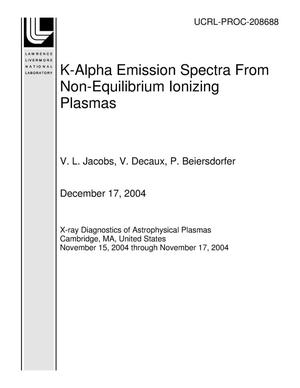 K-Alpha Emission Spectra From Non-Equilibrium Ionizing Plasmas