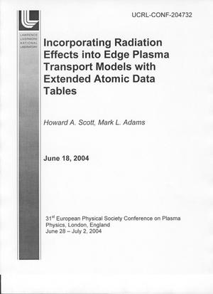 Incorporating Radiation Effects into Edge Plasma Transport Models with Extended Atomic Data Tables