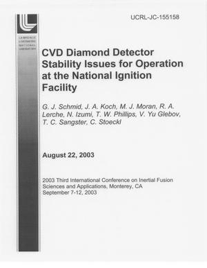 CVD Diamond Detector Stability Issues for Operation at the National Ignition Facility