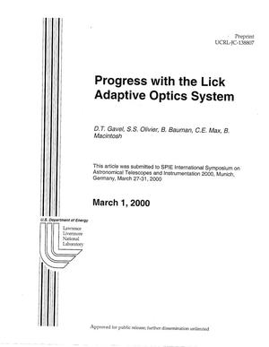 Progress with the lick adaptive optics system