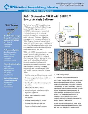 R&D 100 Award -- TREAT with SUNREL (TM) Energy Analysis Software