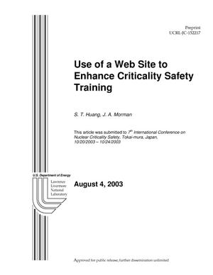 Use of a Web Site to Enhance Criticality Safety Training