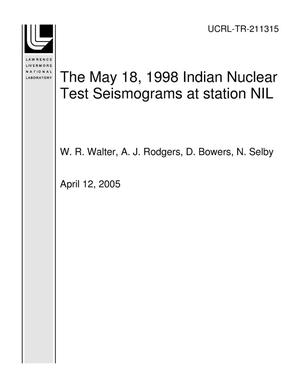The May 18, 1998 Indian Nuclear Test Seismograms at station NIL