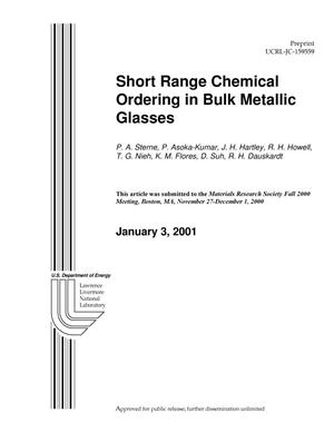 Short range chemical ordering in bulk metallic glasses