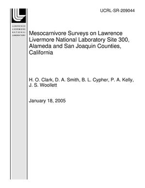 Mesocarnivore Surveys on Lawrence Livermore National Laboratory Site 300, Alameda and San Joaquin Counties, California